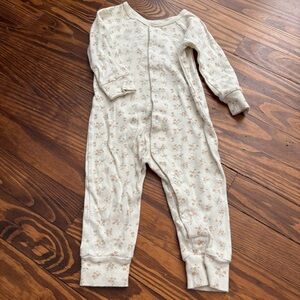 Quincy Mae Cream Floral pointelle Kids Pajamas